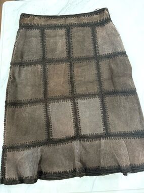 Vintage Gerard Darel Brown Patchwork Skirt